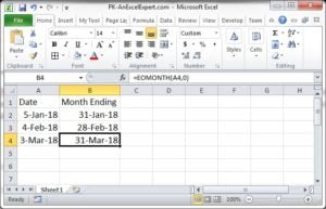 EOMONTH formula