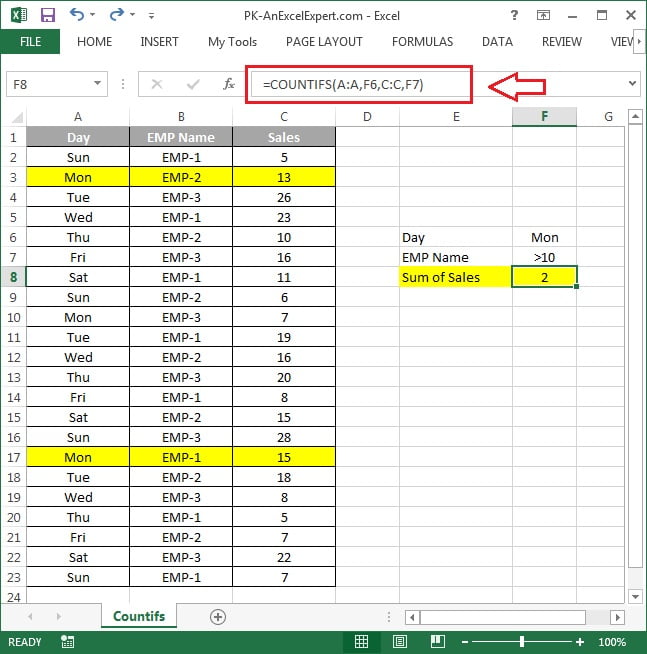 COUNTIFS Formula in Excel