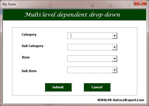 Multilevel dependent drop-down in User Form