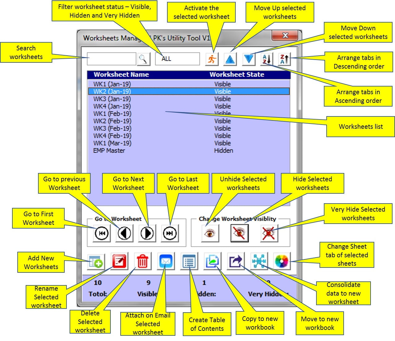 Worksheet Manager Window