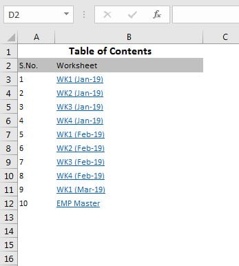 Table of Content