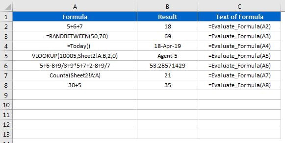 Evaluate Formula