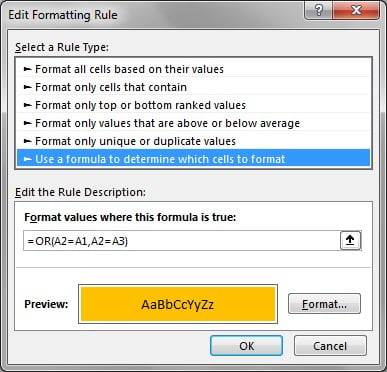 Conditional Formatting Window