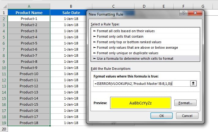 Conditional Formatting Window