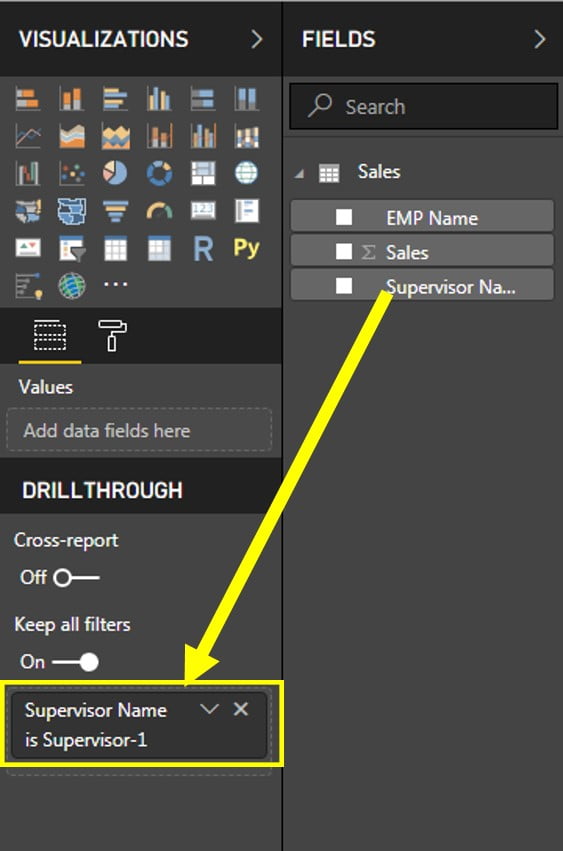 DRILLTHROUGH filter