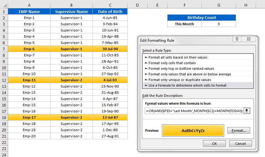 Conditional Formatting