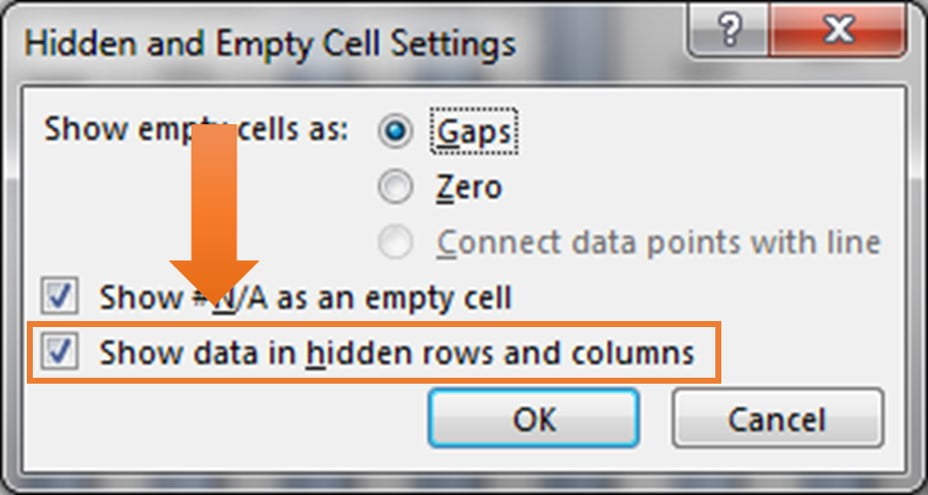 Hidden and Empty Cells Setting window