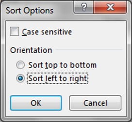 Sort Options window