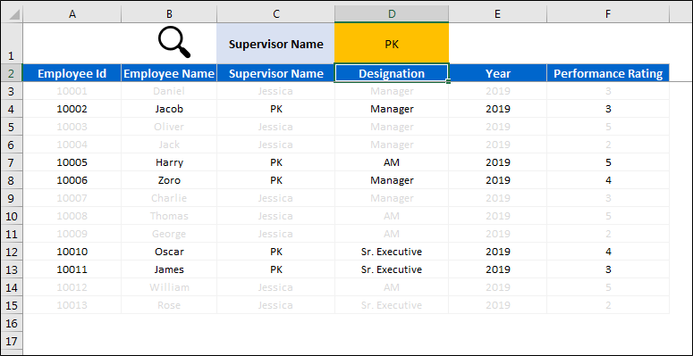 Search in specific Column