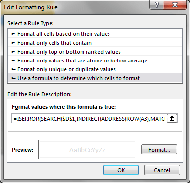 Conditional Formatting window