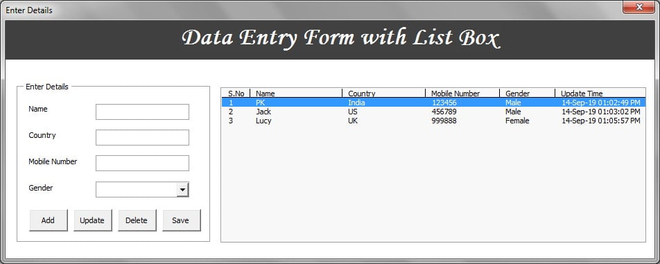 Data Entry Application