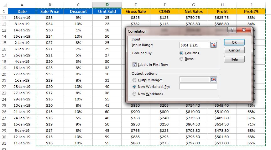 Correlation window