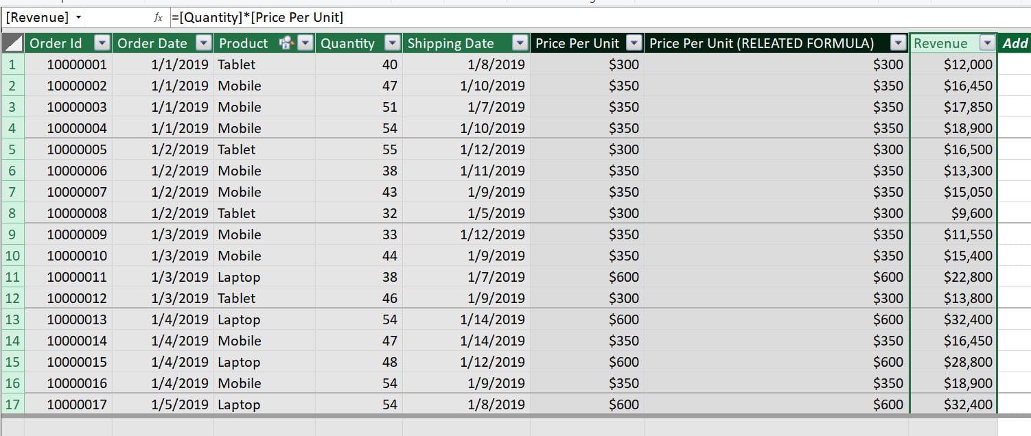 Revenue calculation