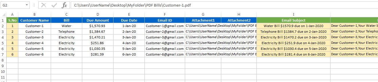 Bills Worksheet