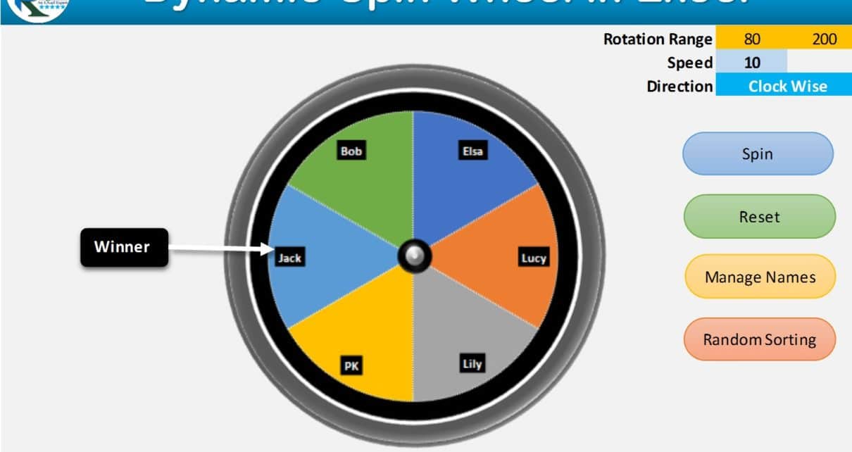 Spin Wheel in Excel