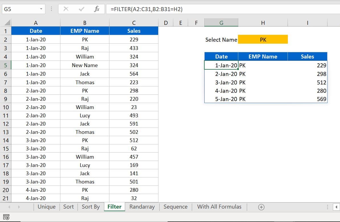 FILTER Function