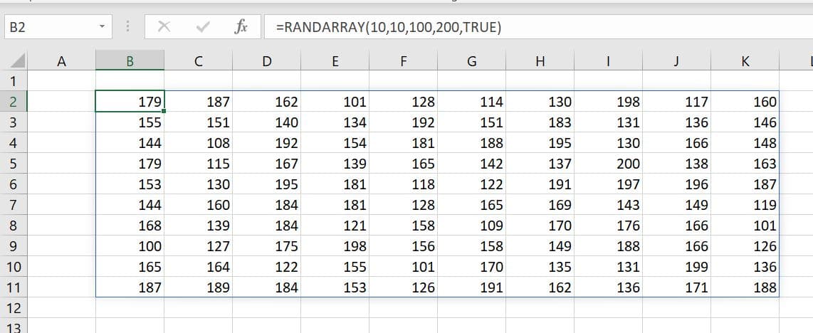 RANDARRAY function