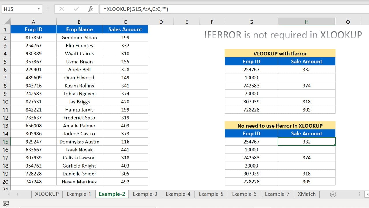 No need to use IFERROR in XLOOKUP