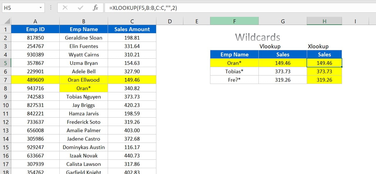 Wildcard with XLOOKUP