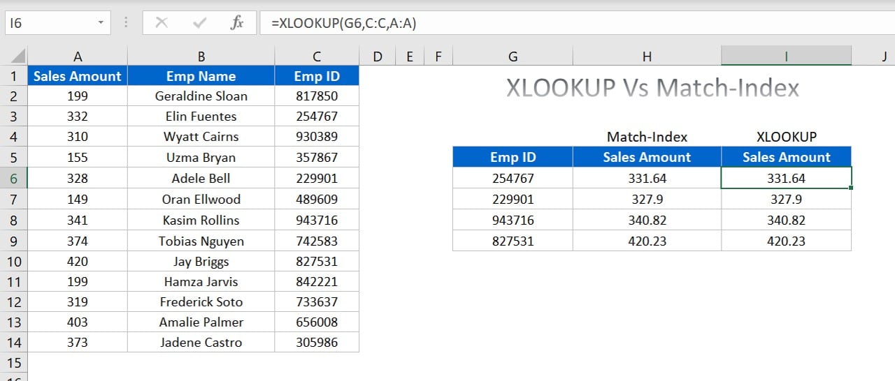 XLOOKUP in place of INDEX - MATCH