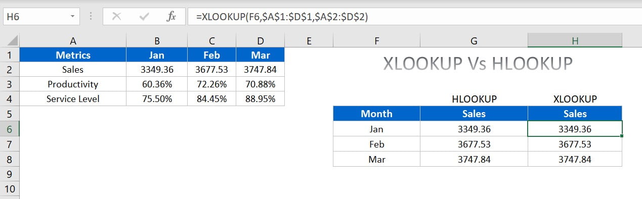 XLOOKUP in place of HLOOKUP