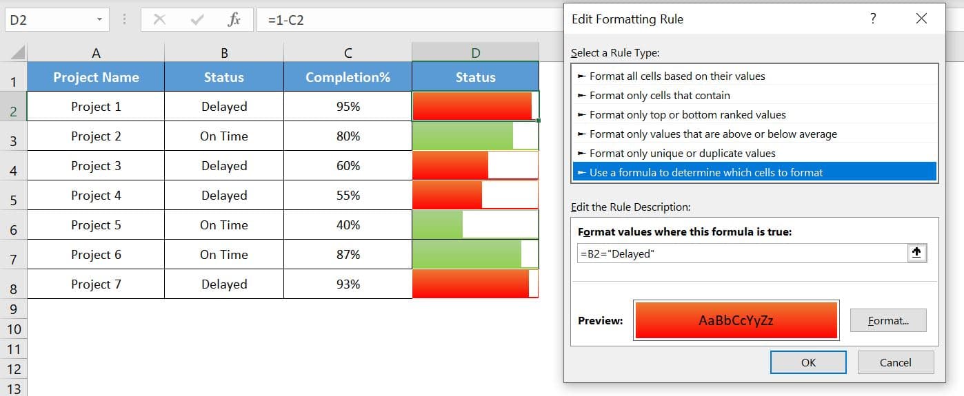 Conditional formatting for Green Background