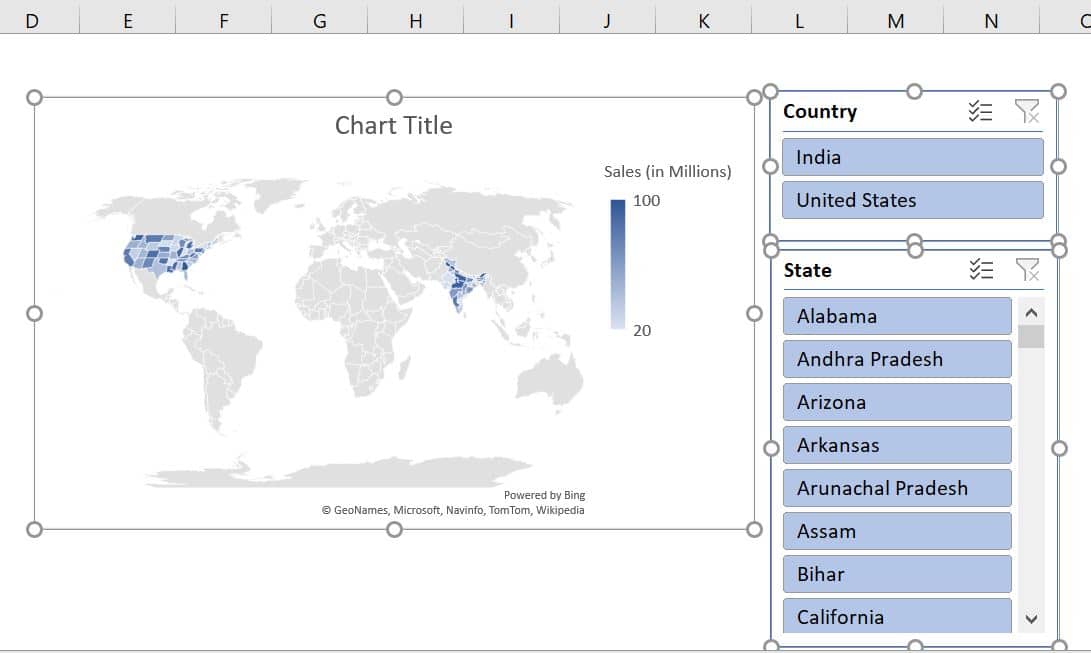 Select Chart and Slicers together