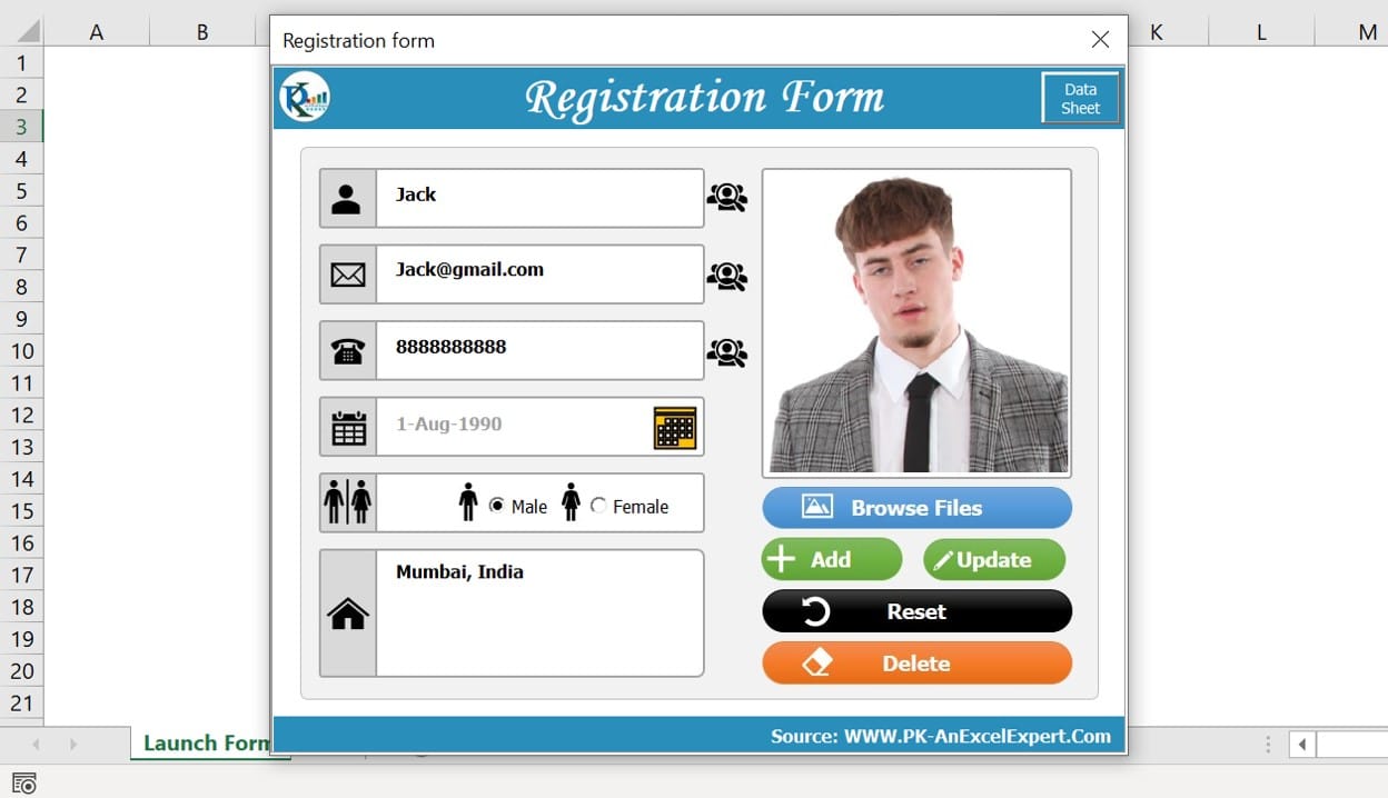 Registration form with Picture in Excel VBA