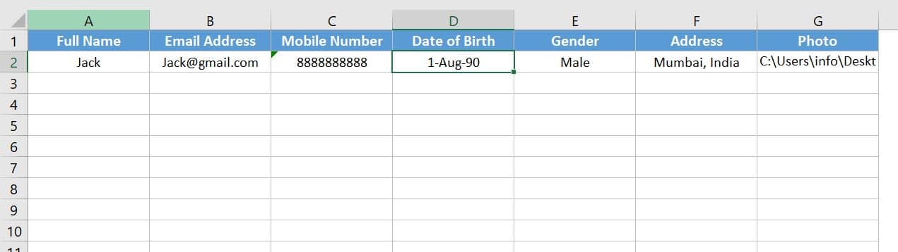 Data Worksheet