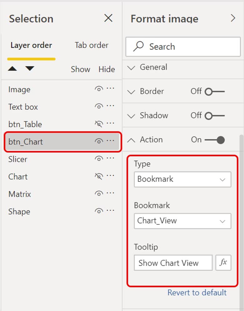 Assign bookmark on chart button