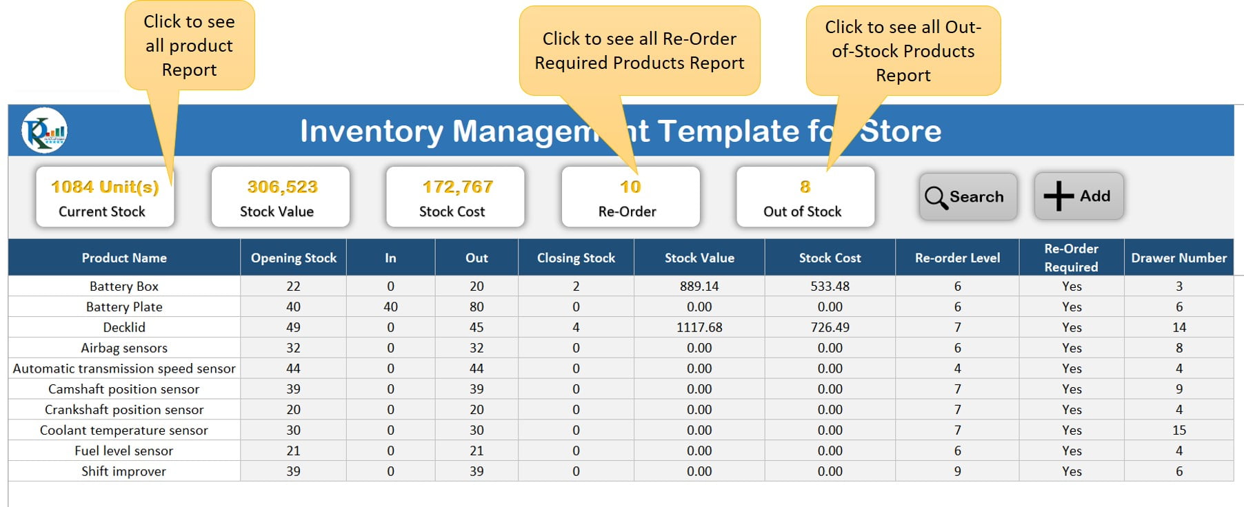 Inventory Management Template for Store