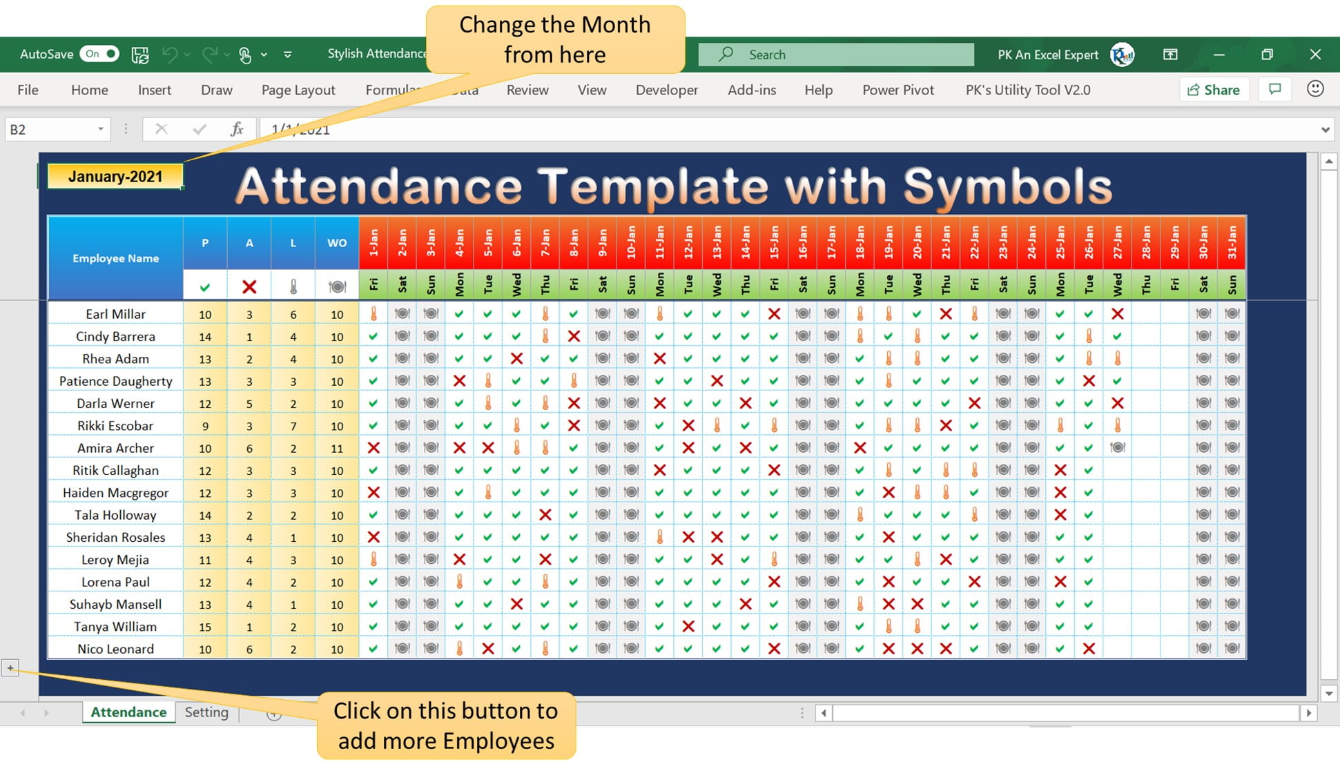 The Benefits Of Using An Excel Attendance Template In 2023 Kayra Excel 