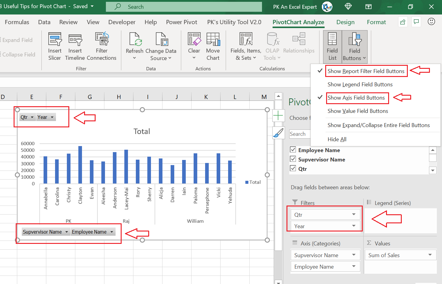 Add Filter Buttons on the chart