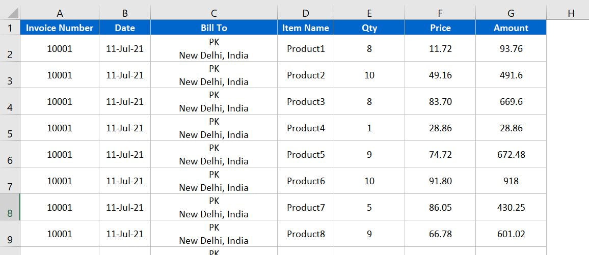 Invoice Data