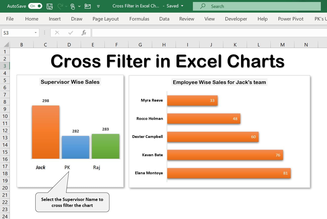 Cross Filter in Excel Chart