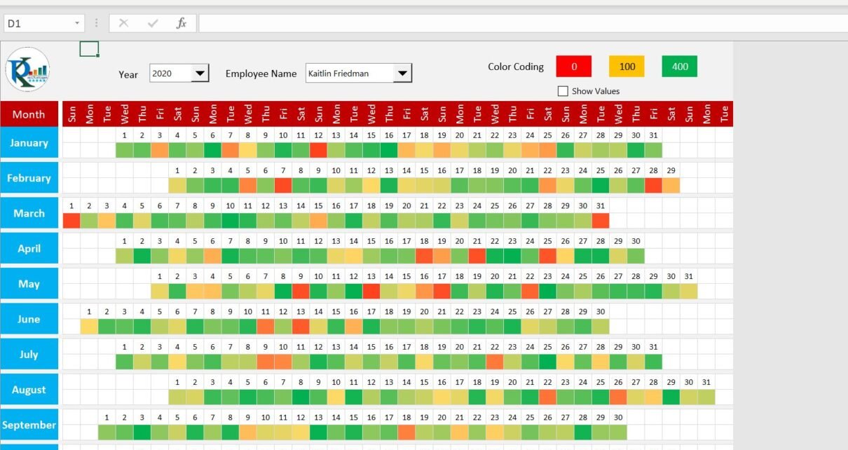 Sales Calendar in Excel