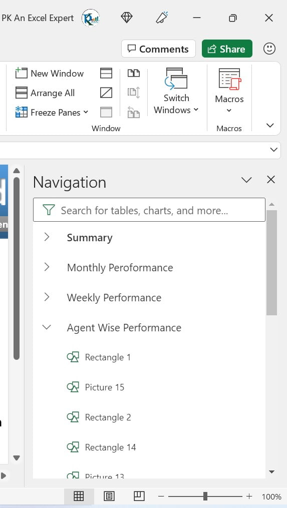 Navigation pane Window