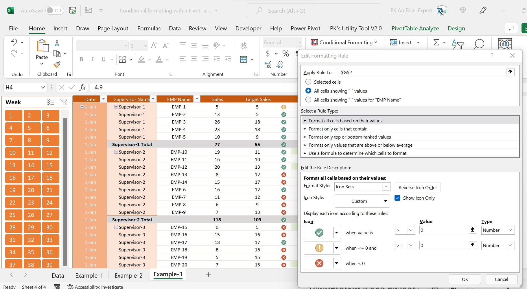 Icon Set Conditional Formatting