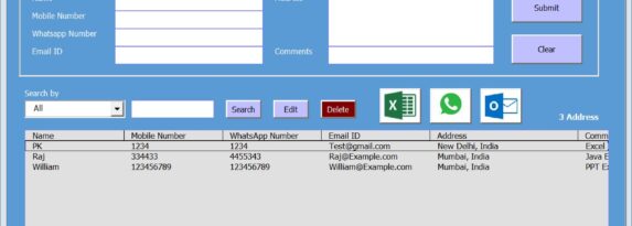 Address Book in Excel
