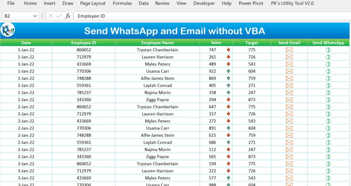 Send WhatsApp and Email without VBA