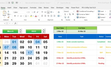 Dynamic Calendar with Task List