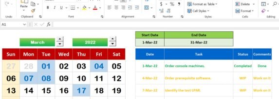 Dynamic Calendar with Task List