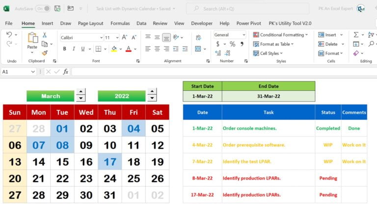 Dynamic Calendar With Single Formula Pk An Excel Expert