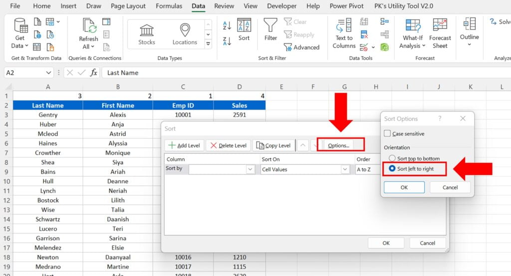 Column Sort