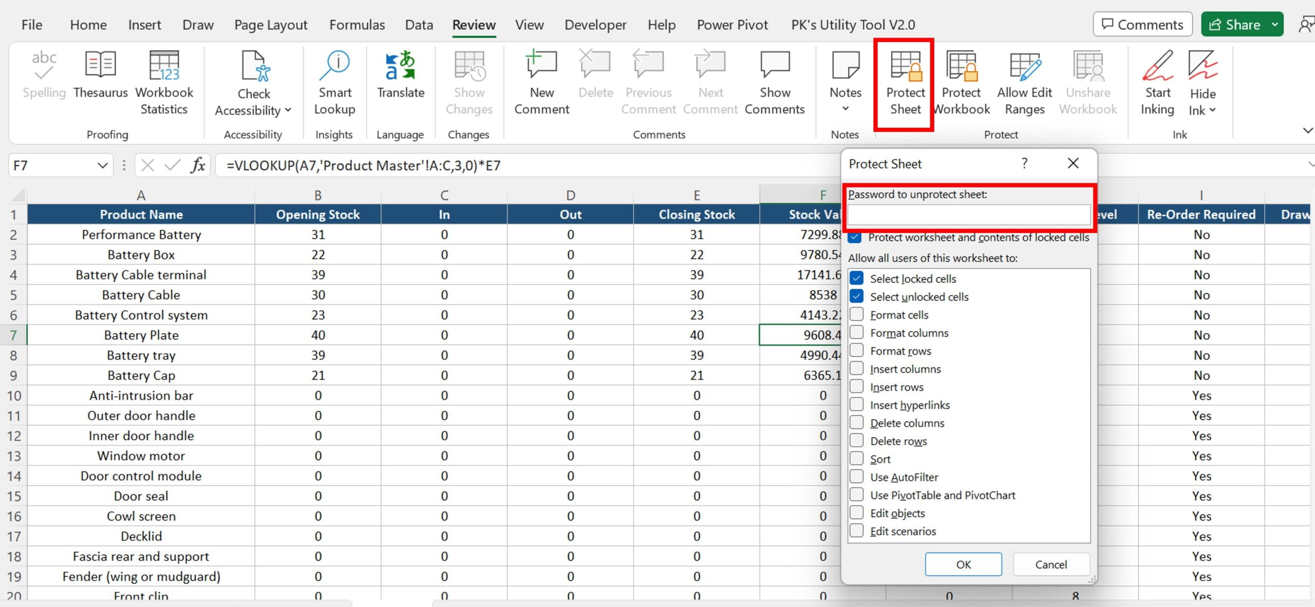 Worksheet Protection