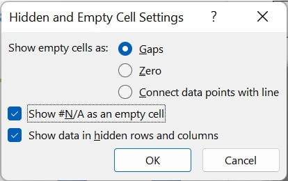 Hidden and Empty Cells Settings