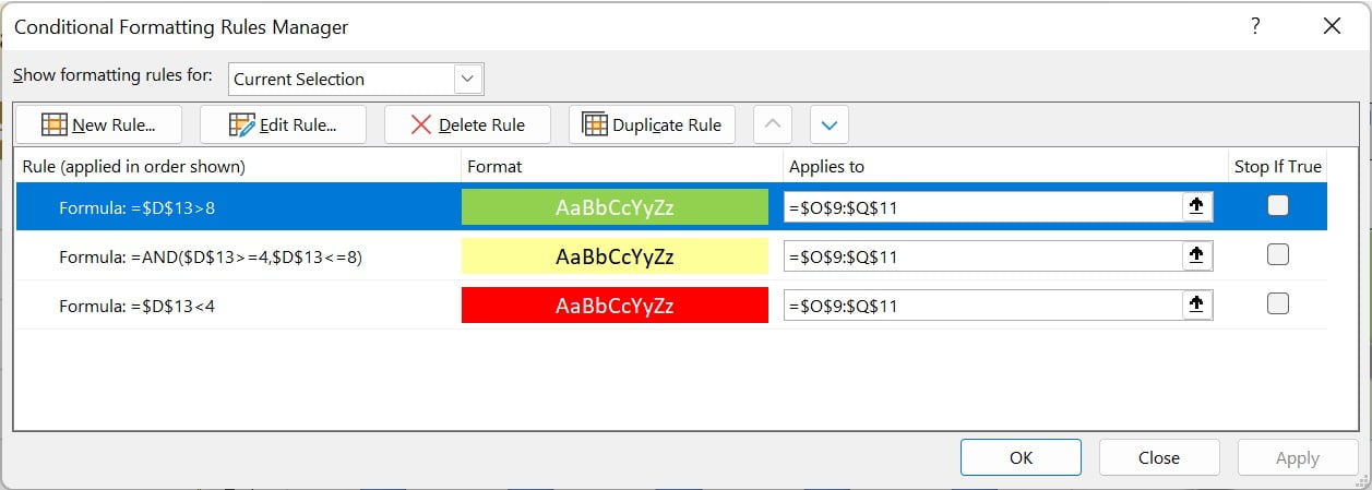 Condional formatting