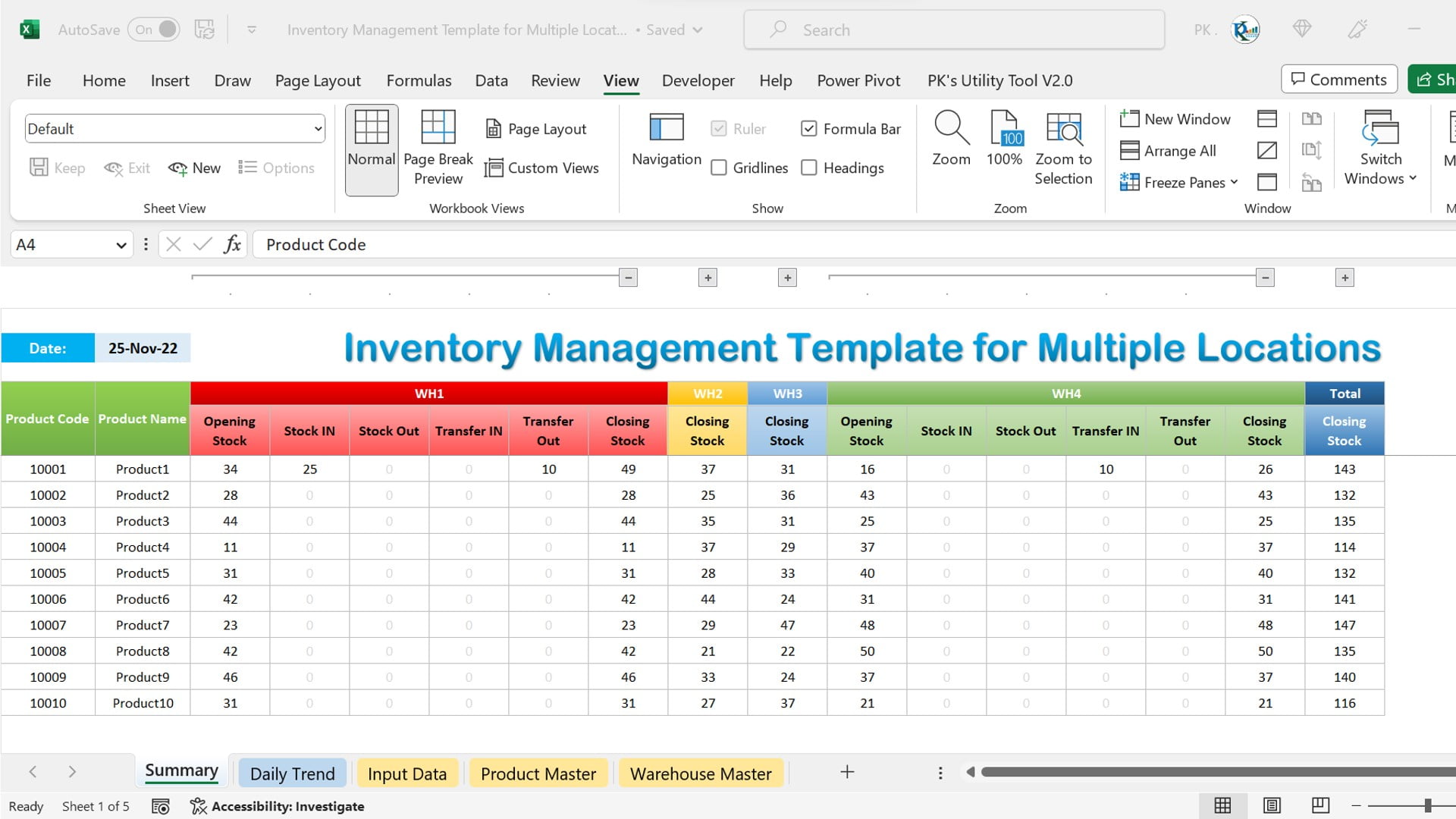 Inventory Management Template For Multiple Locations Pk An Excel Expert