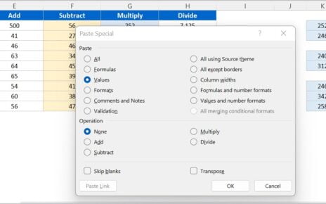 Paste Special in Microsoft Excel