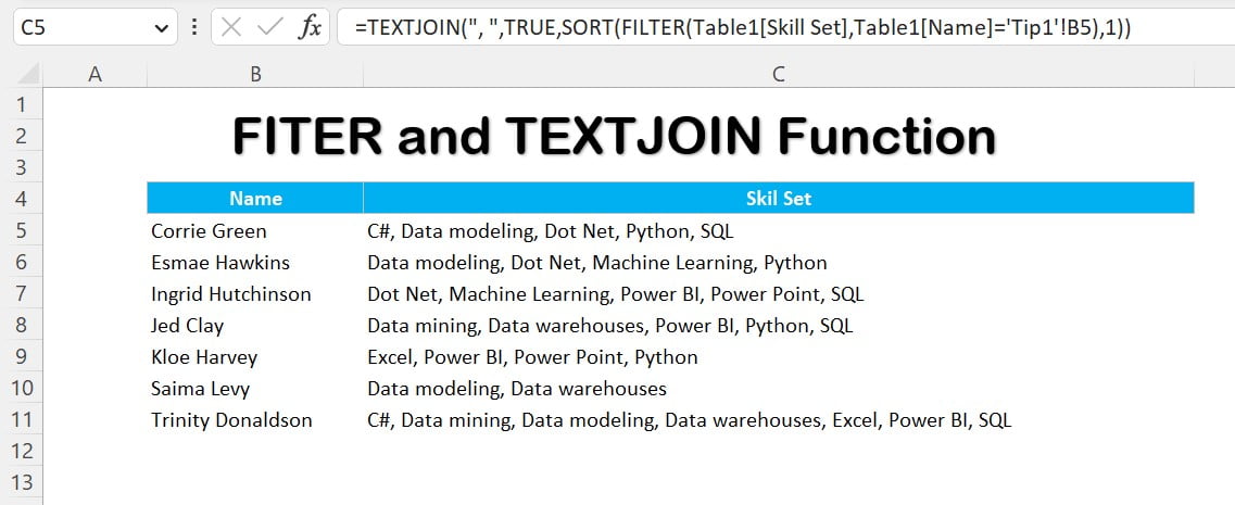 Filter and Textjoin Function